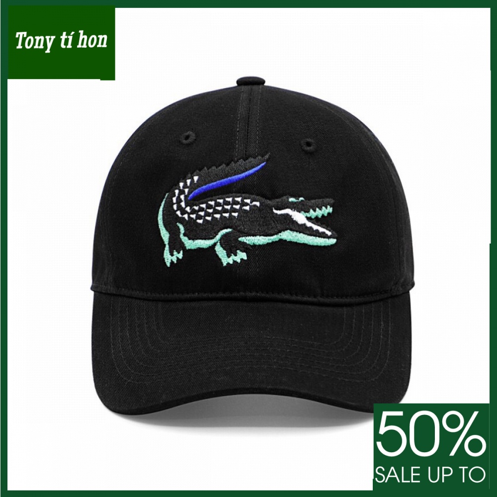 Tony tí hon_ tặng quà khi mua_ Mũ nón kết lưỡi trai thời trang nam nữ thêu nổi cá sấu - màu đen