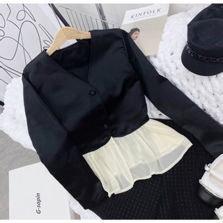 SET ÁO ĐEN PHỐI VOAN SHORT ANGI HOME