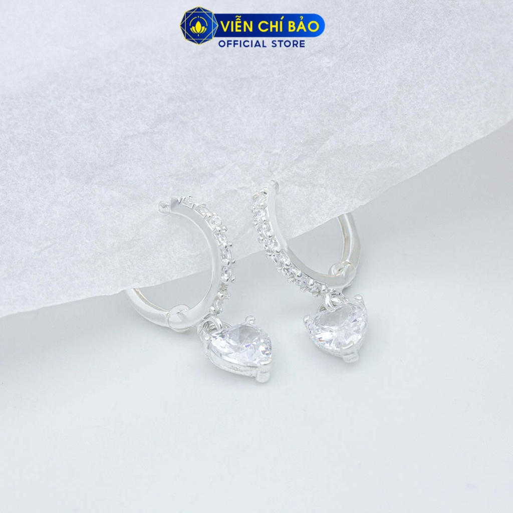 Bông tai bạc nữ trái tim chất liệu bạc 925 thời trang phụ kiện trang sức nữ Viễn Chí Bảo B400039