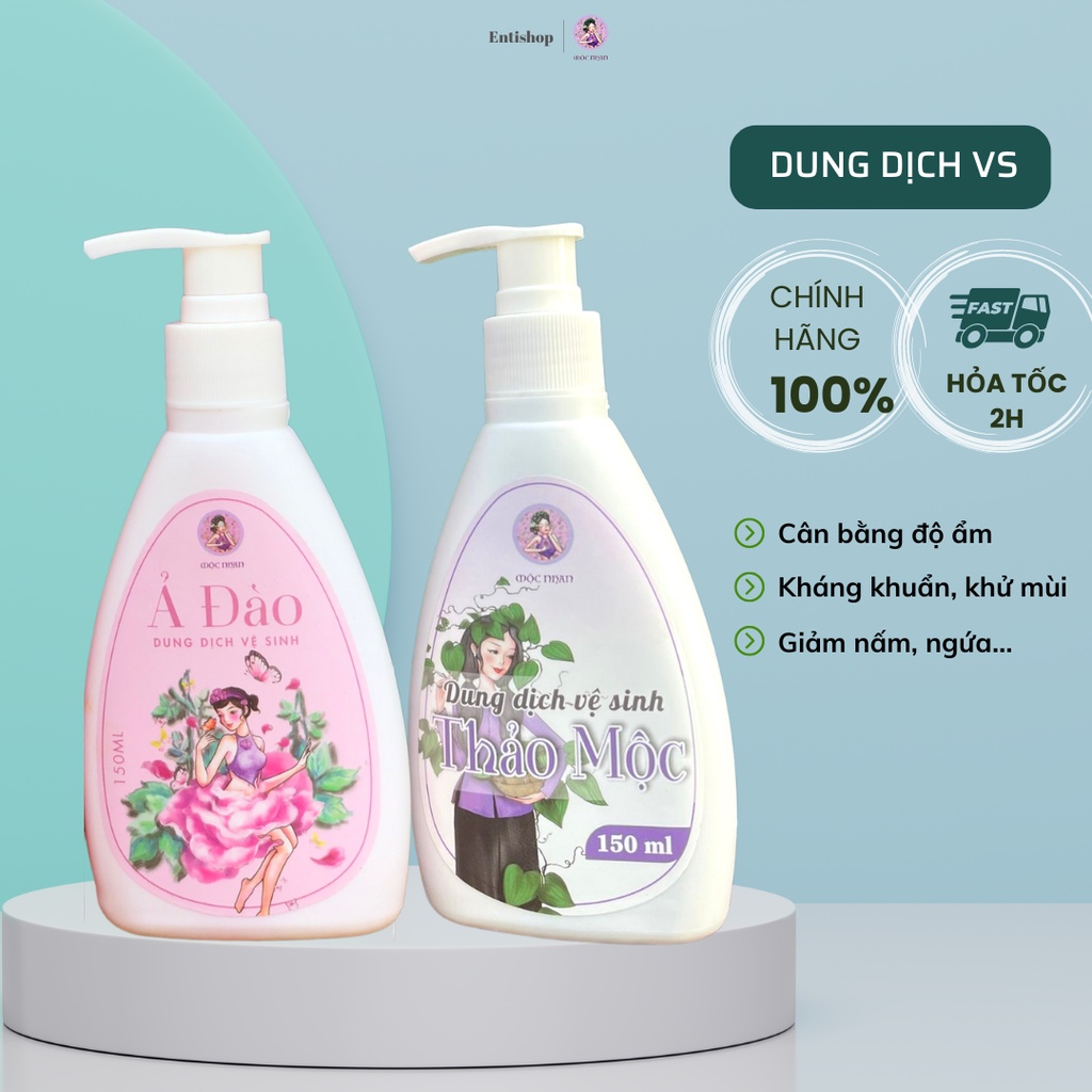 Dung dịch vệ sinh phụ nữ Ả đào mát dịu, sạch sâu, khử khuẩn MỘC NHAN 150ml