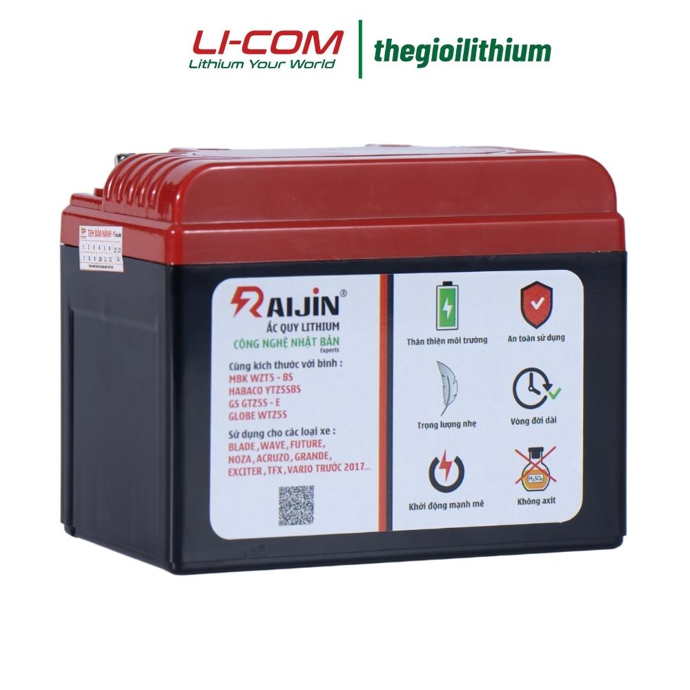 Hàng cao cấp -  Bộ bình ắc quy xe máy lithium RAIJIN  độ đèn và khởi động xe máy Experts size S M L 12v 4ah-6ah-7ah