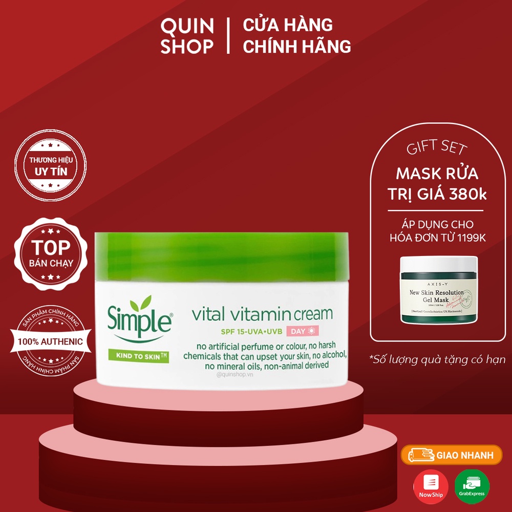 Kem Dưỡng Ẩm Simple Kind To Skin Vital Vitamin Cream