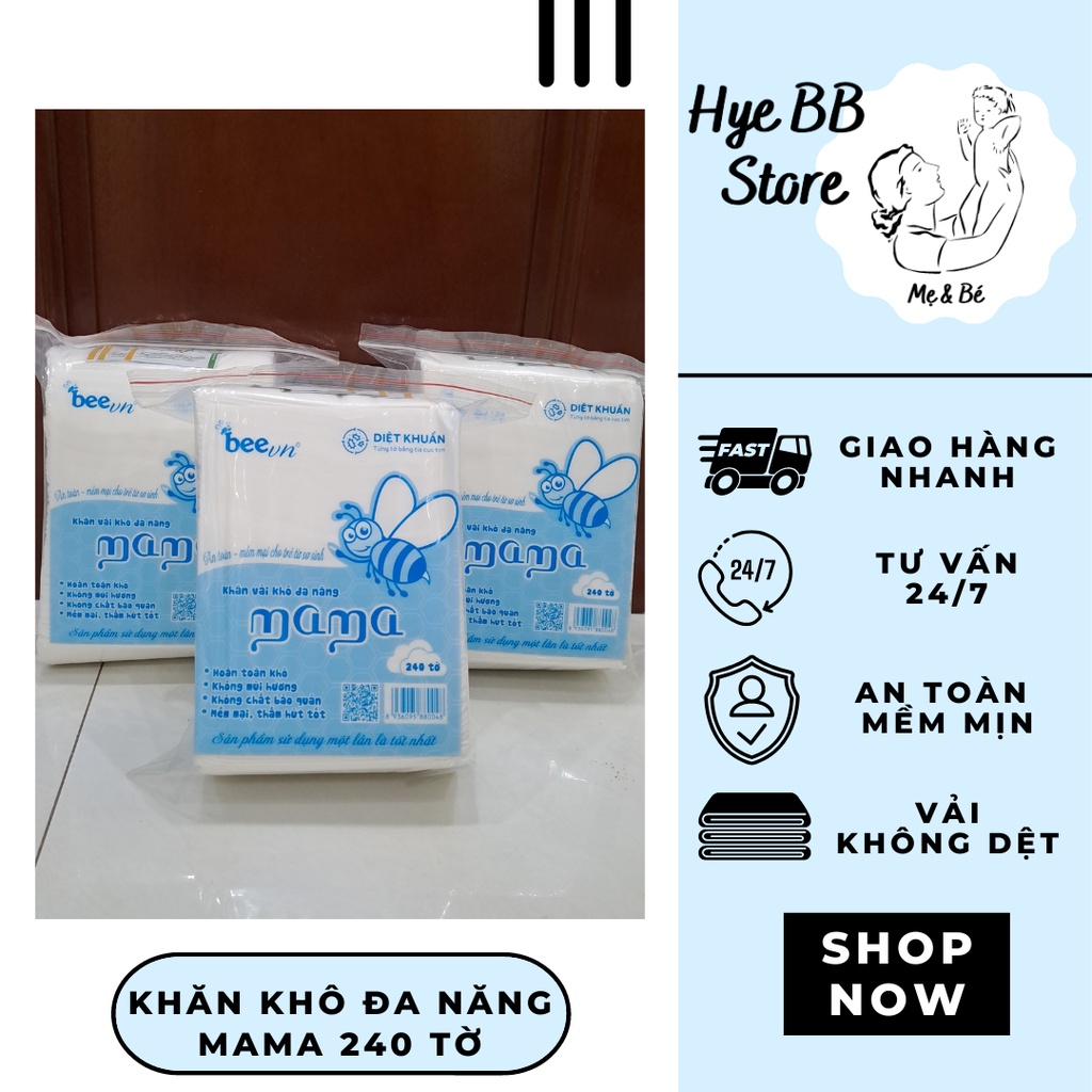 Khăn vải khô đa năng MAMA gói 240 tờ