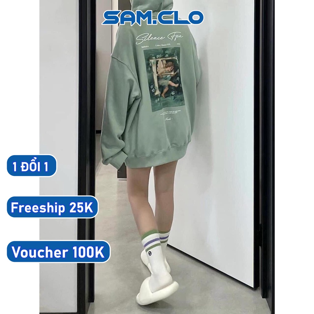 Áo khoác nỉ SAM CLO nam nữ hoodie chui có mũ tay dài thu đông freesize dáng unisex THIÊN THẦN SILENCE FPA