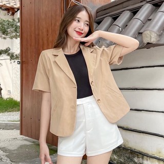 JANET Blazer - Áo blazer đính khuy gỗ