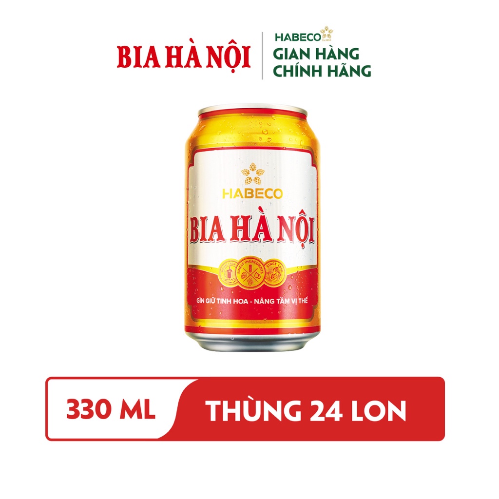 [GIAO NHANH 1H] Thùng 24 lon Bia Hà Nội - HABECO (330ml/lon)