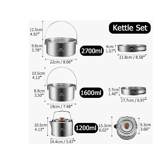 Bộ nồi dã ngoại Inox 3in1 Naturehike Naturehike CNH22CJ005
