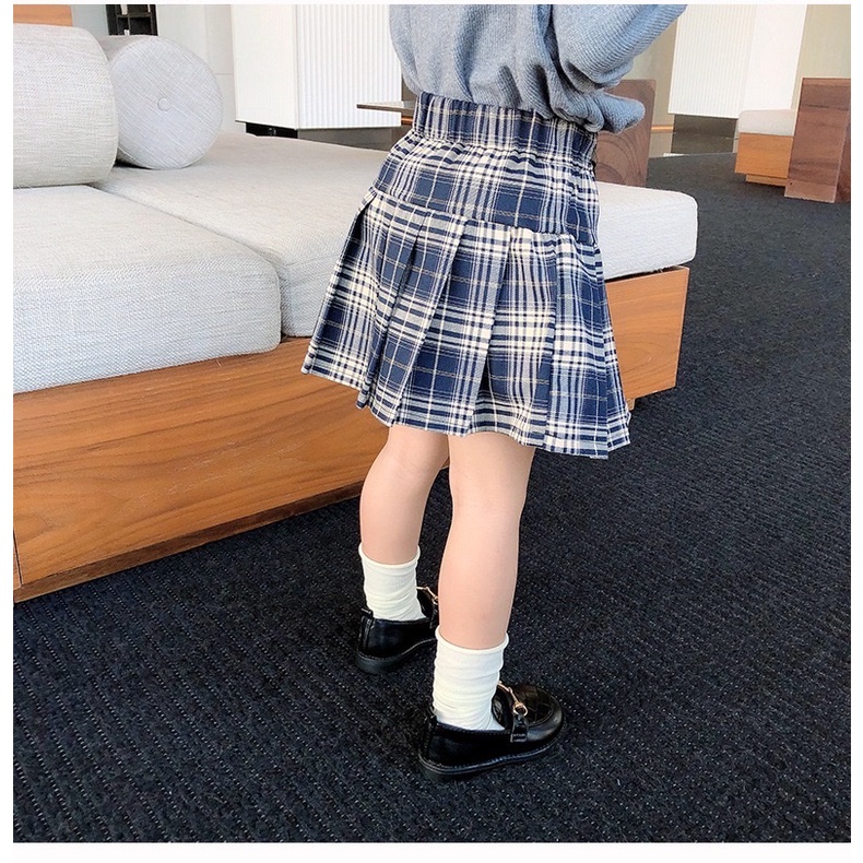 Chân váy xếp ly caro Phong Cách tiểu thư Hàn quốc cho bé chất đẹp có quần kèm trong