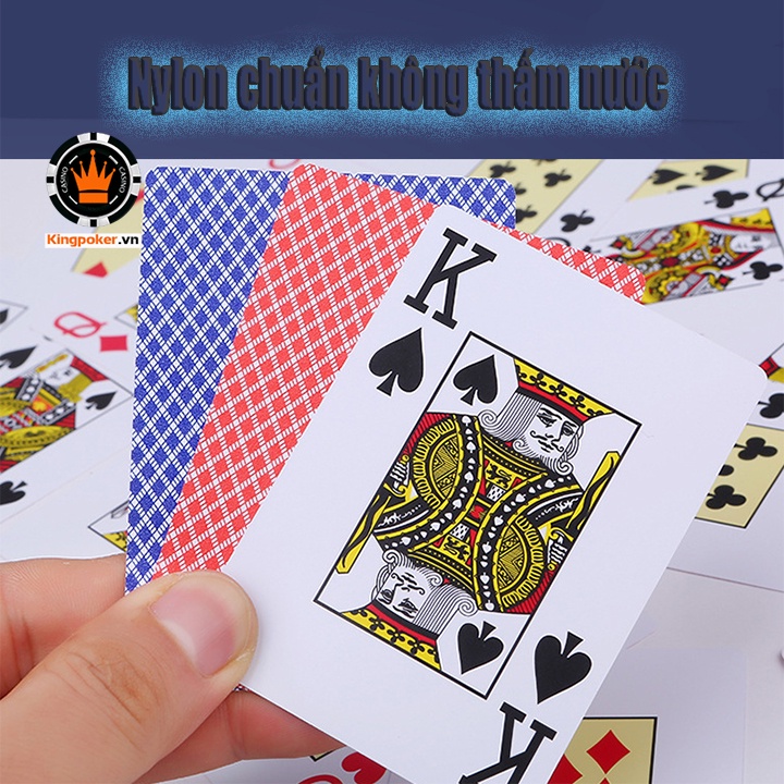Bộ bài poker nhựa chữ số lớn lưng caro chuẩn casino