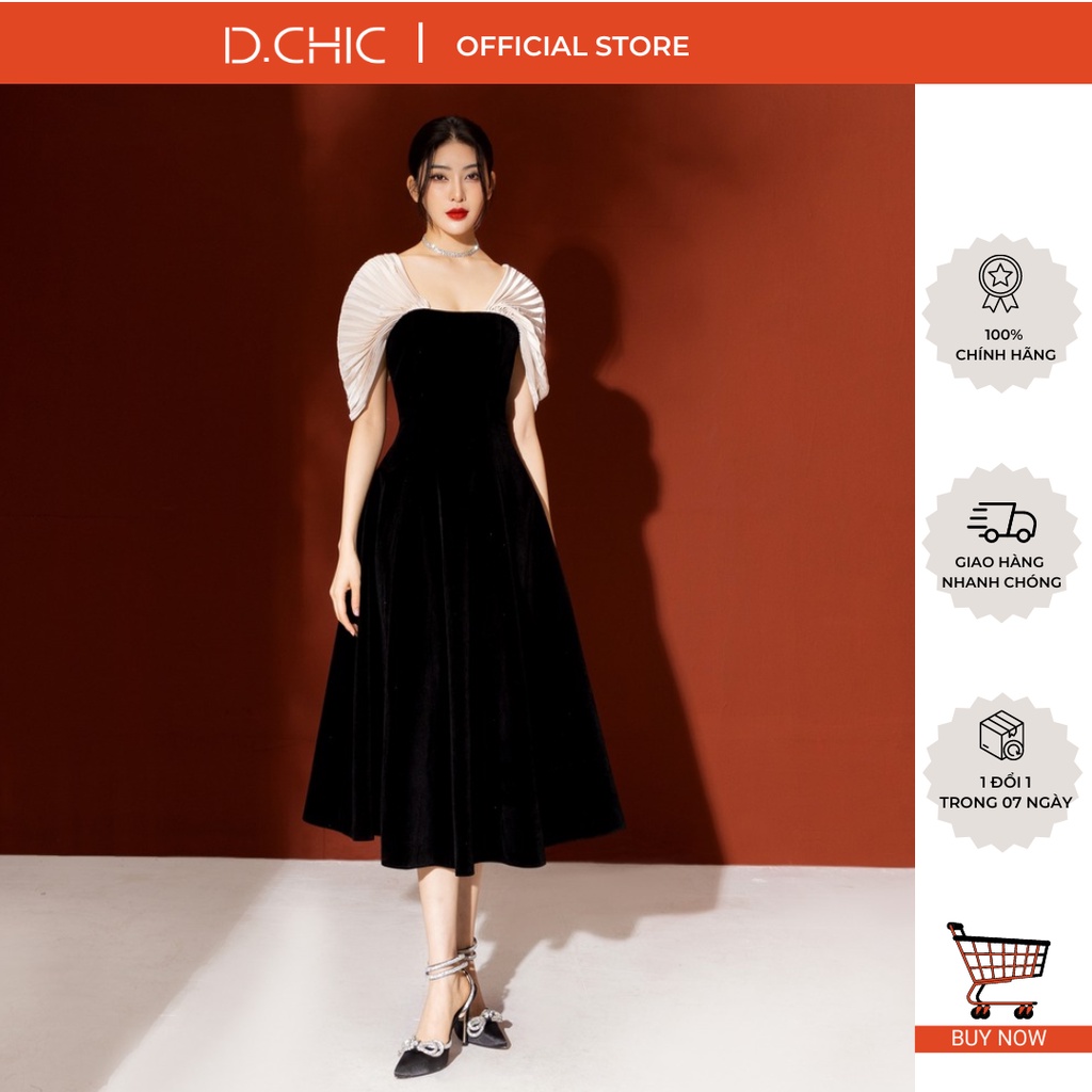 Váy xòe bổ mảnh phối tay dập ly dáng dài D.CHIC MS: 2813241