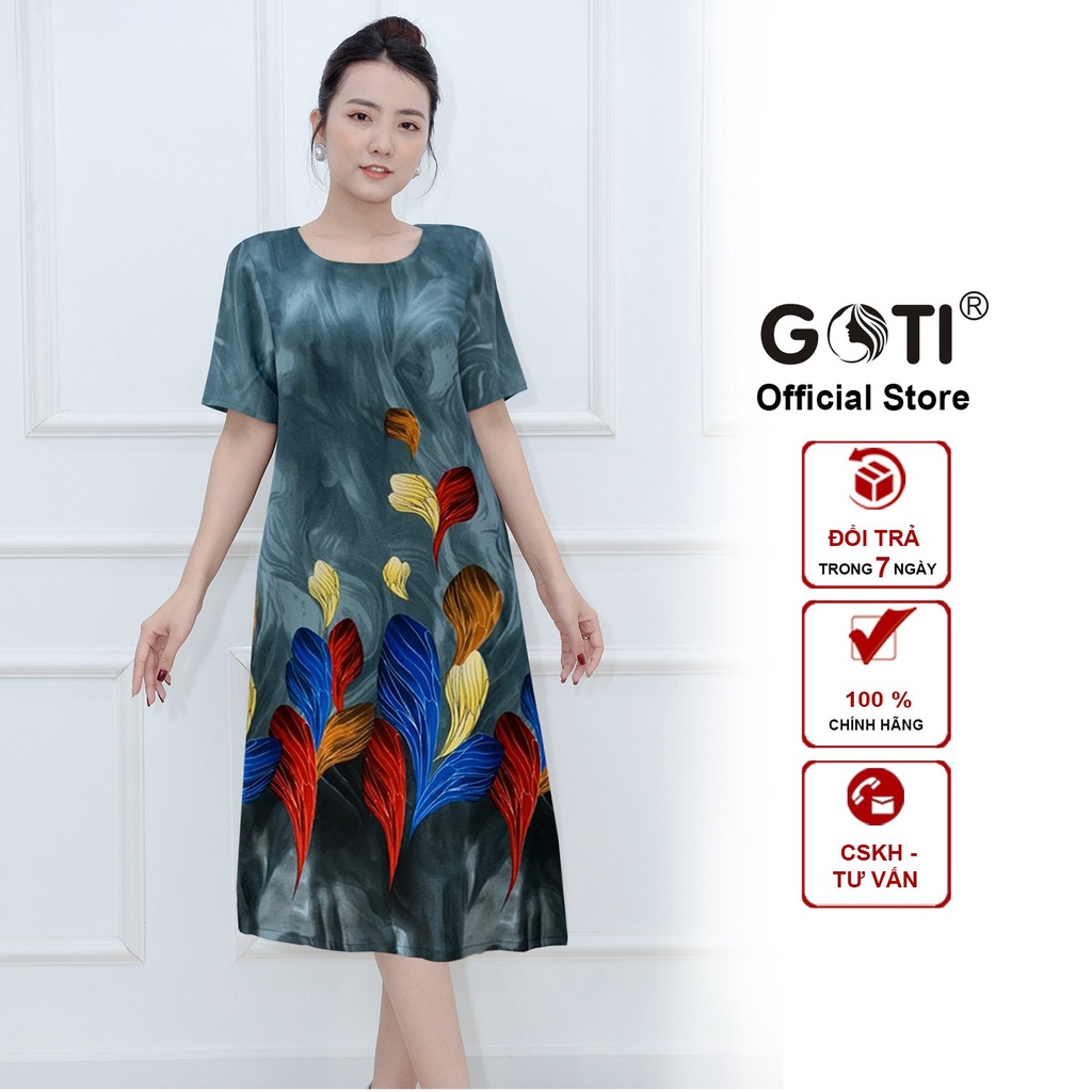 GOTI – Đầm Dự Tiệc Trung Niên Suông Bigsize Giấu Bụng Cao Cấp Cho Mẹ U50 U60 3347 3364 3365 3373