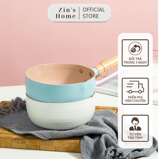 Chảo chống dính lúa mạch đa năng 18cm, Chảo chống dính bếp từ tay cầm gỗ chắc chắn
