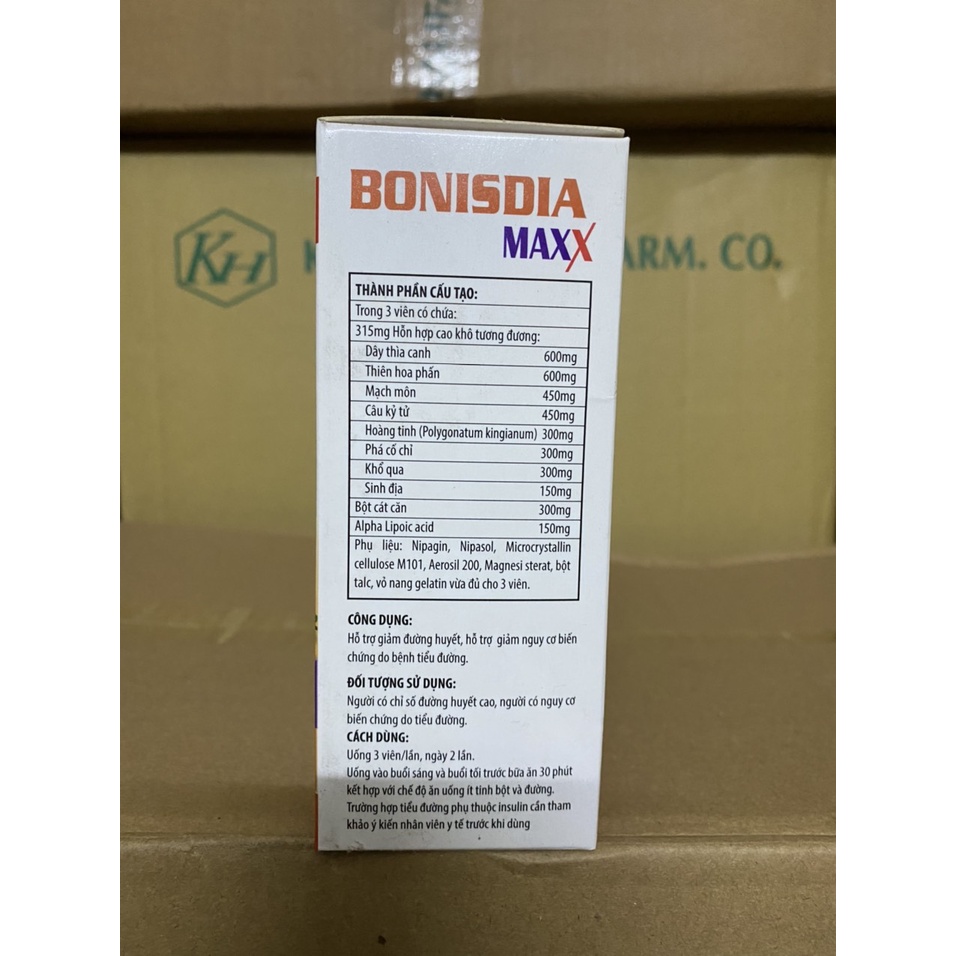 Viên uống Bonisdia Maxx -Hỗ trợ giảm tiểu đường, giảm nguy cơ biến chứng (Lọ 30 viên)