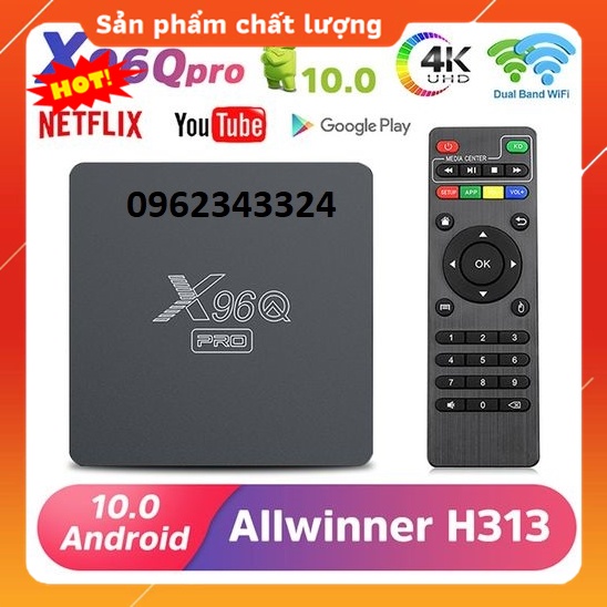 Android TV Box X96Q PRO, New 2022, Ram 2GB, Android TV 10.0, Có cổng quang Optical