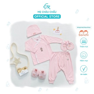 Set 5 Chi Tiết Bonchi Sơ Sinh (Gồm quần áo, bao tay, bao chân, mũ)