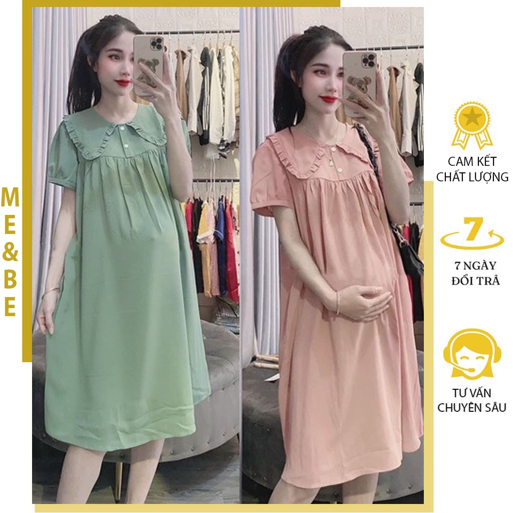 ĐẦM BẦU VÁY BẦU CỔ SEN MÙA HÈ THIẾT KẾ DÁNG BABYDOLL XINH XẮN ĐI CHƠI DỰ TIỆC ĐỀU ĐẸP - VÁY BẦU CÔNG SỞ