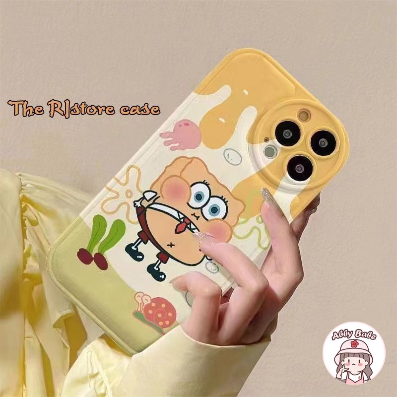 Ốp Điện Thoại TPU Mềm Bo Viền Hình Spongebob Kiểu Hàn Quốc Cho IPhone 14 Pro Max 11 7Plus 13 12 11 Pro Max X XS XR