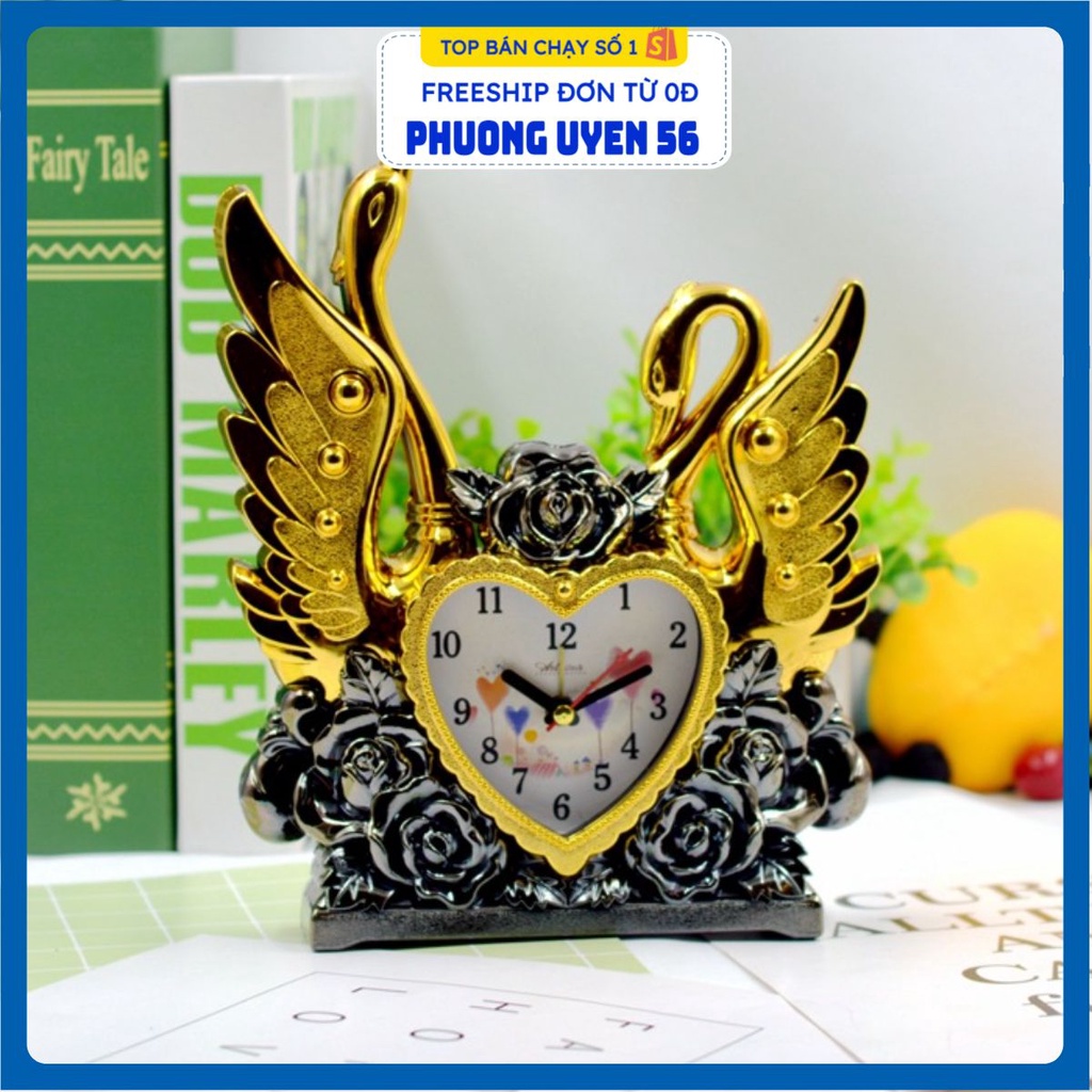 Đồng Hồ Để Bàn Thiên Nga Trái Tim