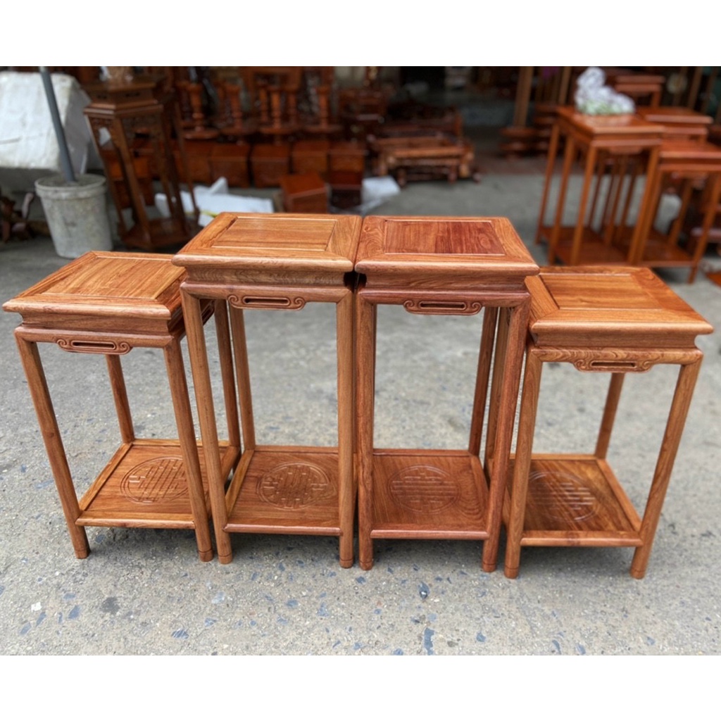 Đôn vuông chân tròn kê phòng khách gỗ hương cao 50,60,70,80cm