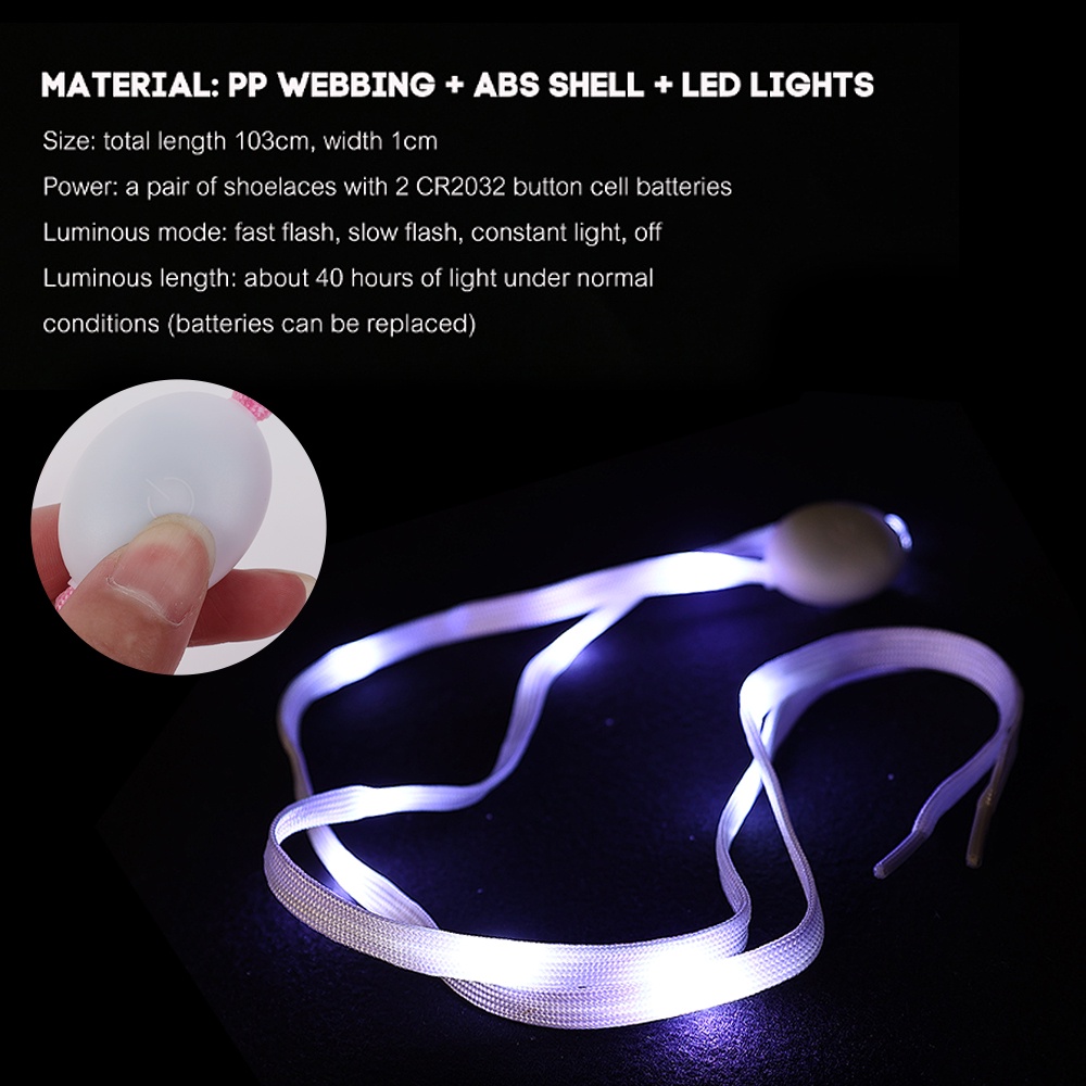 Dây Buộc Giày Thể Thao Bằng Nilon Có Đèn Led Phát Sáng Độ Bền Cao