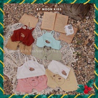 Bộ áo hai dây, quần sooc mông thú cực đáng yêu cho bé gái 6 - 16kg - Moon kids fashion