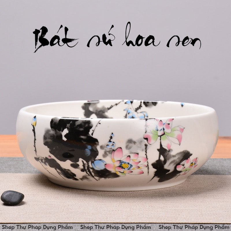 Bát sự đựng nước hoa sen Thư Pháp Dụng Phẩm