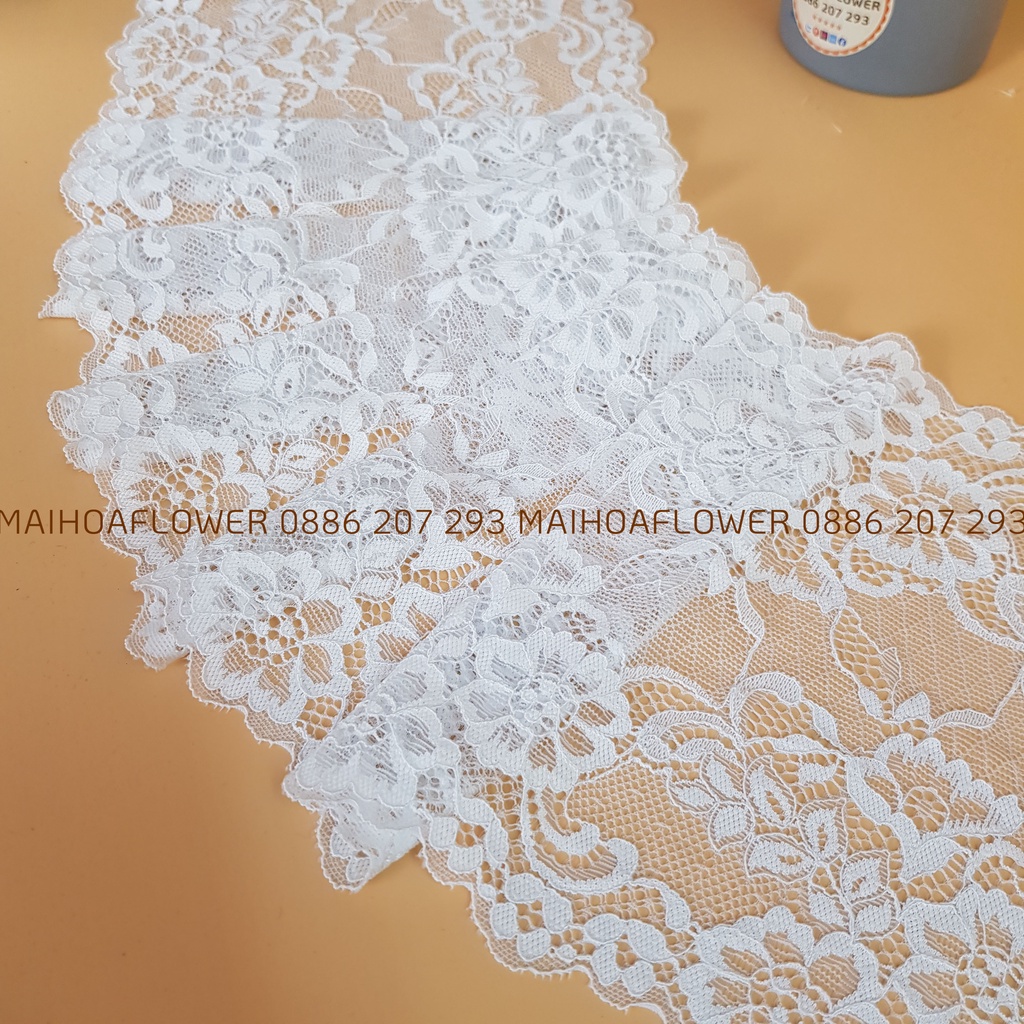 Dây viền vải ren lưới size 17.5cm LT10C dùng trang trí, Maihoaflower