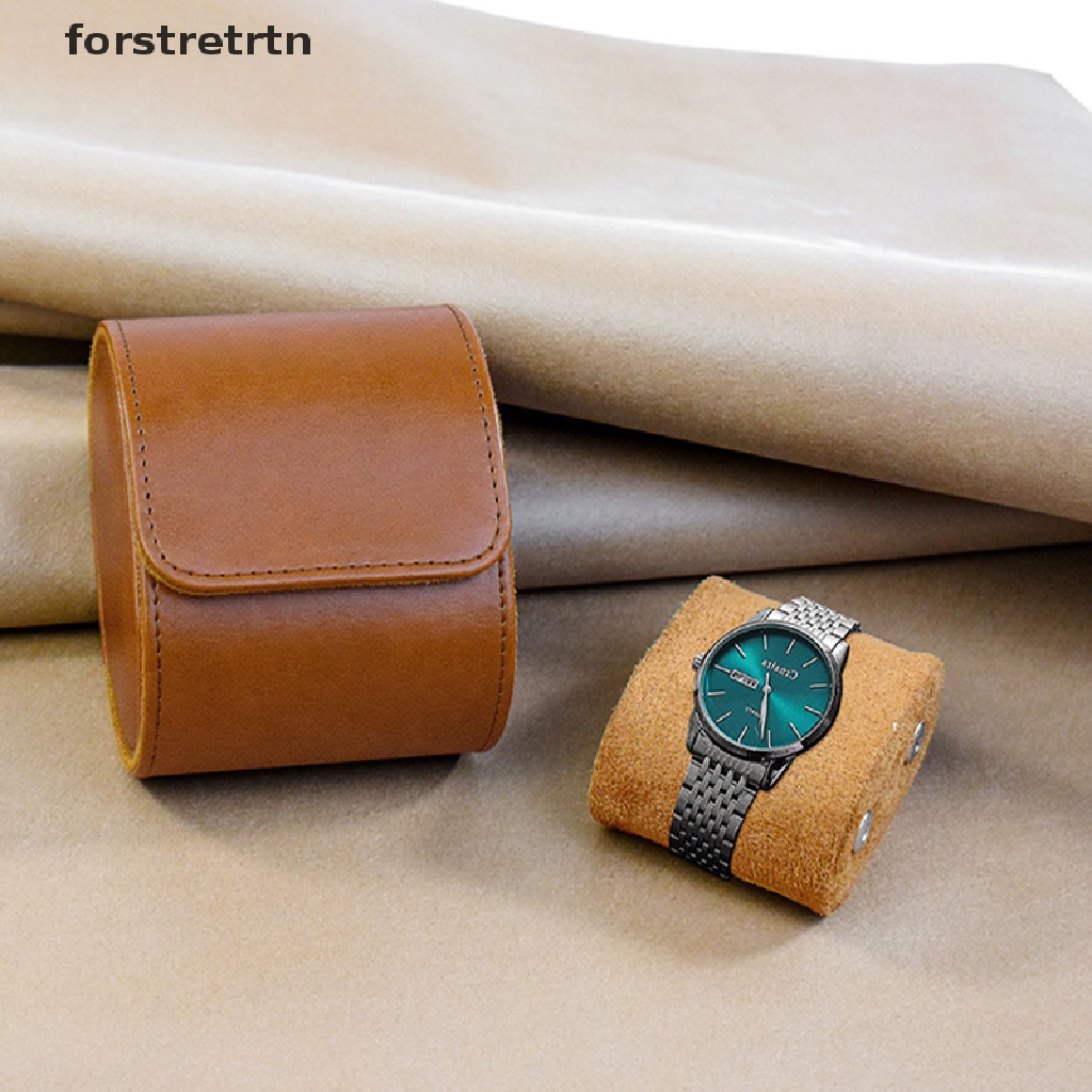 Forstretrtn Retro Single Watch Bag Leather Watch Storage Box Portable Travel Watch Case Gift Box Storage Organizer and Display Watch Box Case EN