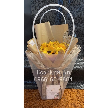 Bó hoa hướng dương mix hoa khô 10bông cực xinh, gói giấy Hàn Quốc sang trọng