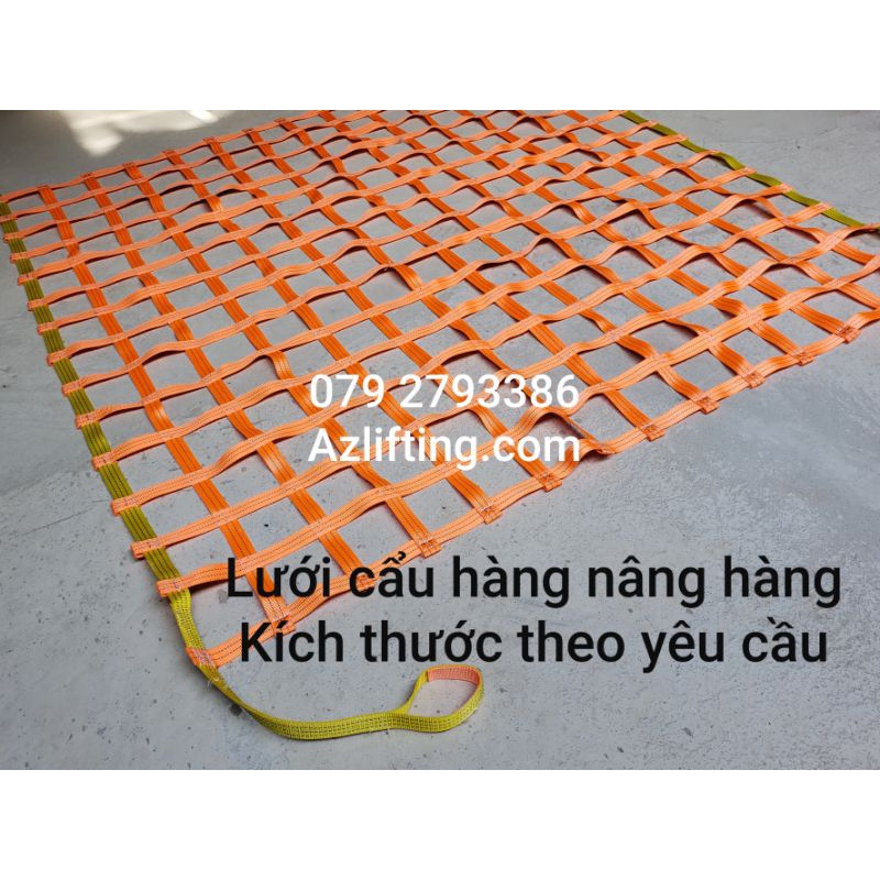 Lưới cẩu hàng nâng hàng hóa 500kg 1m2x1m2 lưới dây bẹ dây đai polyester nhiều kích thước