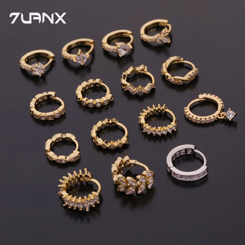 Đôi hoa tai 7UANX tròn mini 8mm thời trang cho nữ
