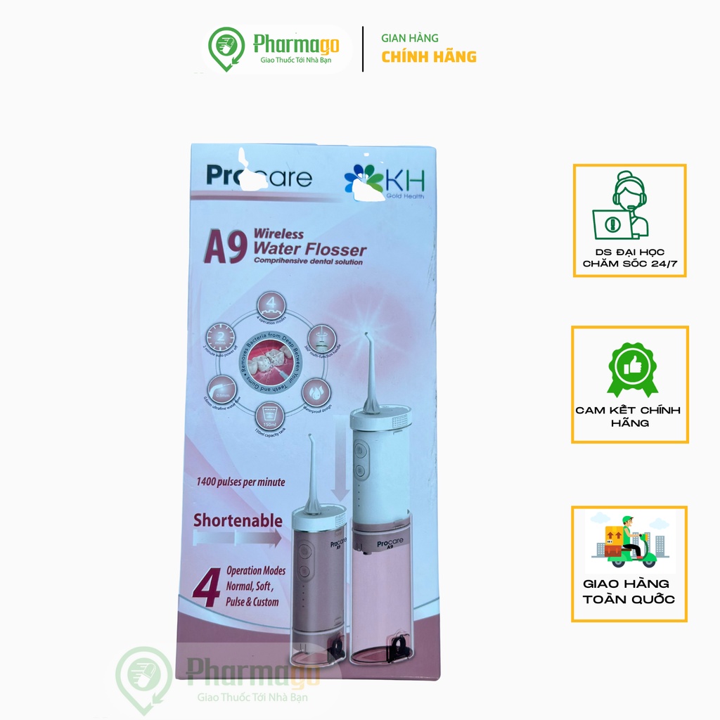 Máy tăm nước du lịch cao cấp Procare A9 thế hệ mới, làm sạch răng miệng nhanh chóng, hiệu quả, có pin sạc,dung lượng lớn