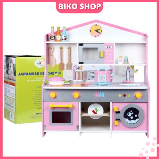 Bếp lắp ráp màu hồng 72cm - Đồ chơi gỗ cho bé - Biko Shop