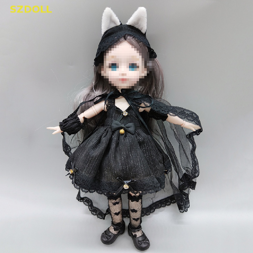 Set 6 Quần Áo Cho Búp Bê 30CM Màu Đen