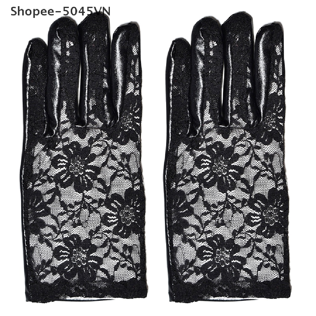 [Hàng Có Sẵn] Găng Tay Ren Màu Đen Thời Trang Quyến Rũ Cho Nữ Đi Tiệc Trên Sân Khấu