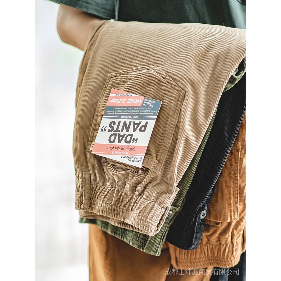 Quần Kaki Ống Rộng Họa Tiết Kẻ Sọc Phong Cách Vintage Mỹ Thời Trang Mùa Thu Cho Nam