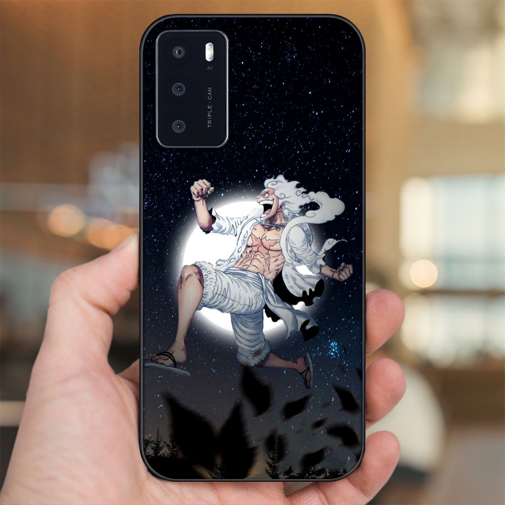 Ốp lưng Oppo A16 viền đen in hình Luffy Gear 5 Nika One Piece Đảo Hải Tặc