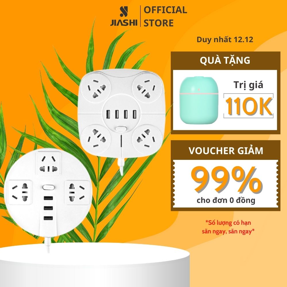 Ổ cắm điện đa năng tròn JIASHI tích hợp sạc USB, kèm giá để và điện thoại, chịu tải lớn dây dài 2,8m - OCD05