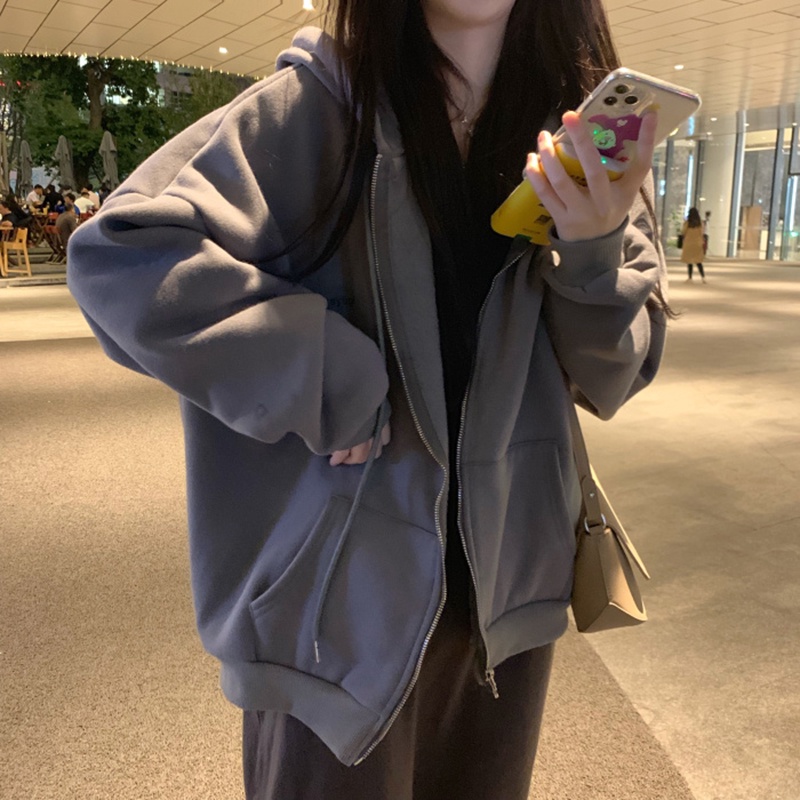 Áo Hoodie Chui Đầu Lông Cừu Phiên Bản Hàn Quốc Phù Hợp Với Tất Cả Áo Khoác Dáng Rộng