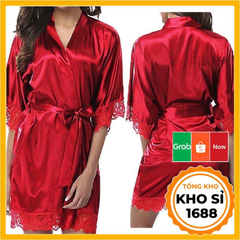 Đồ ngủ sexy áo choàng ngủ ren kimono bằng lụa gợi cảm cho nữ E1217 | BigBuy360 - bigbuy360.vn