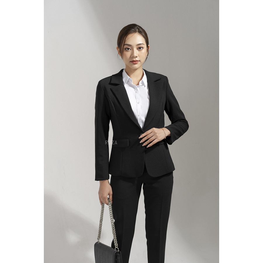 Áo vest màu đen basic lụa lạnh nữ tay dài công sở RUZA KVC001