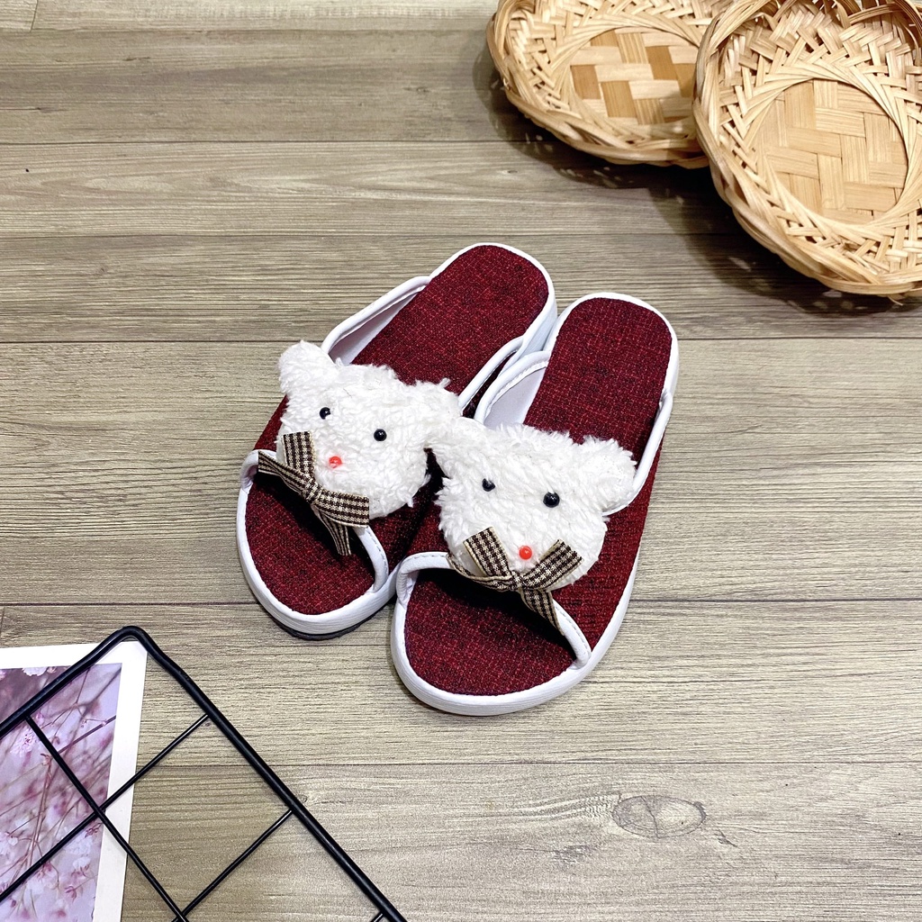 Dép quai ngang cho bé đế xuồng thời trang hình gấu cute 3 màu xinh xắn - TT469