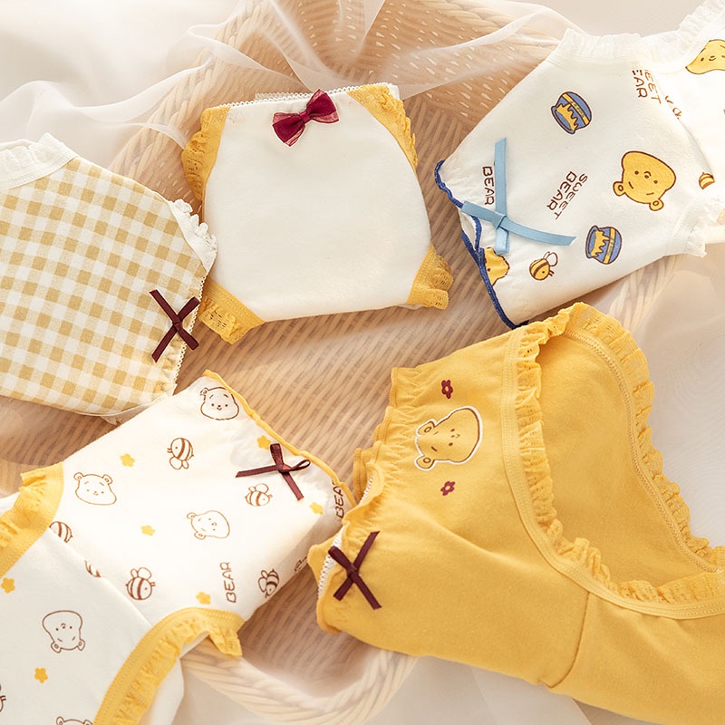 Quần Lót Cotton Lưng Vừa Thoáng Khí In Họa Tiết Hoạt Hình Đáng Yêu Phong Cách Nhật Bản Cho Nữ
