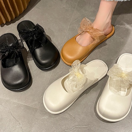 Dép Sục Nữ Thời Trang Hình Nơ Phong Cách Kiểu Mới, Loại Bít Mũi Nửa Chân Dành Cho Học Sinh