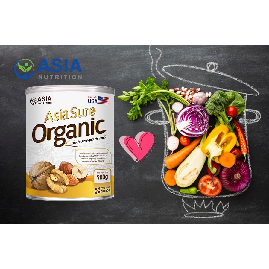 Combo 2 hộp sữa hạt Asia Sure Organic 400g thương hiệu ASIA NUTRITION tác dụng phục hồi sức khỏe tăng sức đề kháng