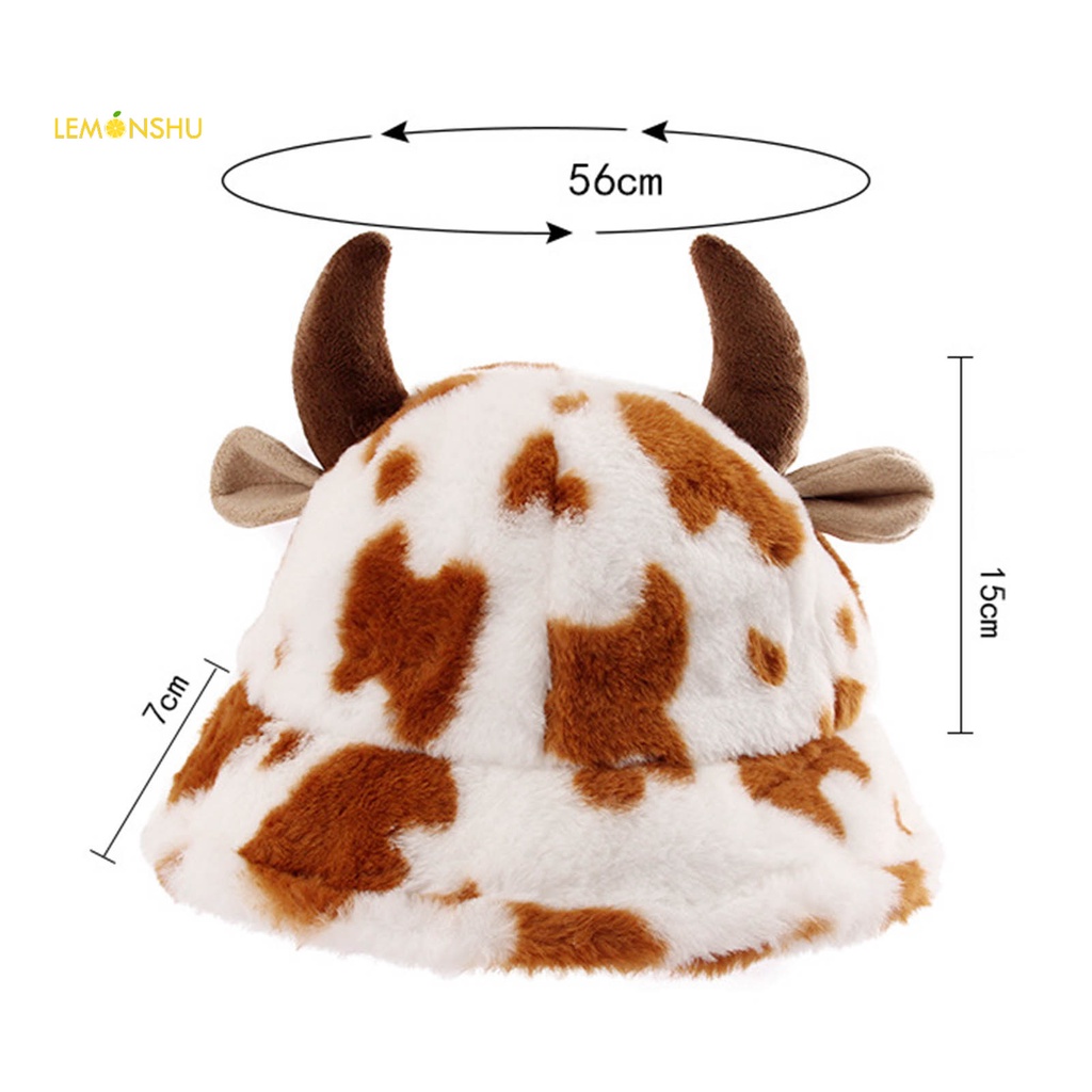 Nón Tai Bèo Phủ Lông Giữ Ấm Họa Tiết Bò Sữa Thời Trang Unisex