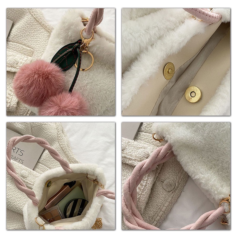 MISCHA Túi Xách Đeo Vai Bằng Vải Bông Màu Trơn Dễ Thương Thời Trang