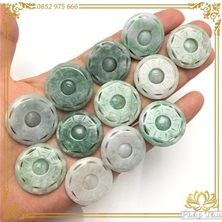 Mặt dây chuyền đồng điếu jadeite myanmar type a khắc bát quái âm dương vân tự nhiên - tâm phong thủy