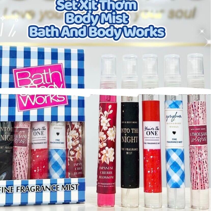 Set 5 ống nước hoa mini Body mist Bath And Body Works & Victoria's Secret LS
