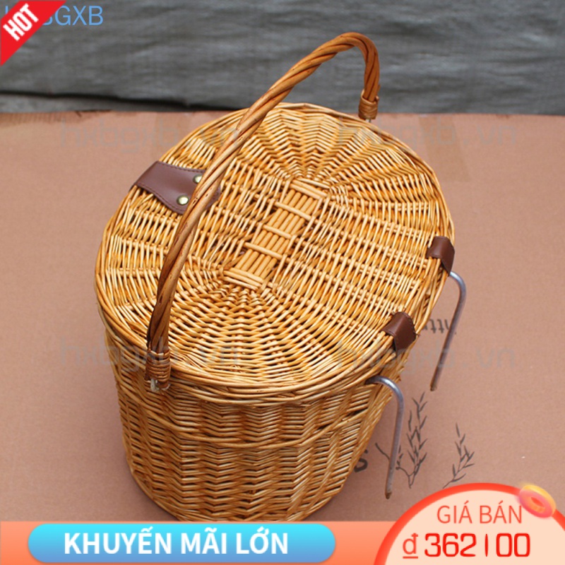 Giỏ xe đạp đan mây phong cách vintage